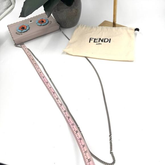 Fendi Beige Blue Orange Owl WOC Crossbody Bag SHW Scalloped Edges - Picture 13 of 14